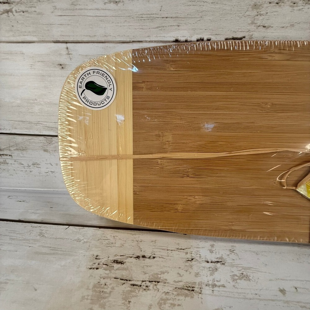 Island Bamboo Encinitas Cheese Utility Board Two Tone Wood Serving Tray New - Picture 4 of 6